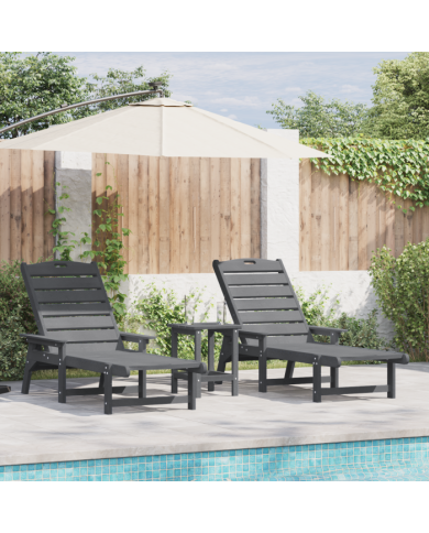 Ensemble de salon de jardin 3 pièces gris clair HDPE | Mobilier & Déco