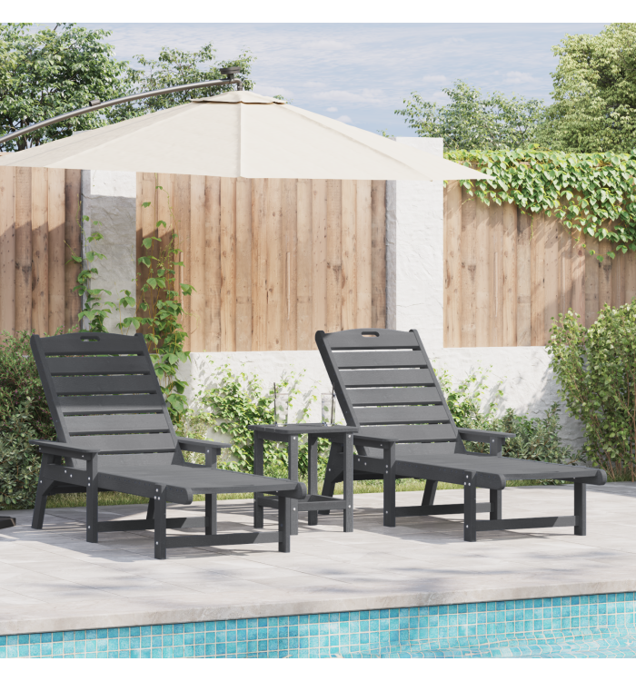 Ensemble de salon de jardin 3 pièces gris clair HDPE | Mobilier & Déco