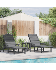 Ensemble de salon de jardin 3 pièces gris clair HDPE | Mobilier & Déco
