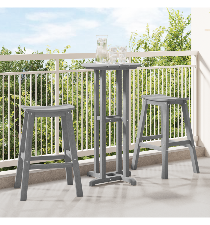 Ensemble de bar de jardin 3 pièces gris clair HDPE | Mobilier & Déco