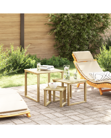 Ensemble de tables de transat 3 pièces en bois d'acacia massif | Mobilier & Déco