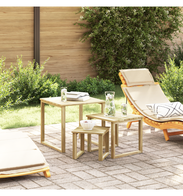 Ensemble de tables de transat 3 pièces en bois d'acacia massif | Mobilier & Déco