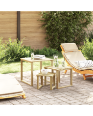 Ensemble de tables de transat 3 pièces en bois d'acacia massif | Mobilier & Déco