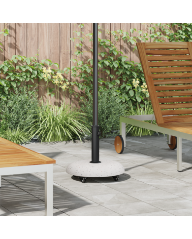 Base de Parasol Sur Roues pour Poteaux de 37/42/52/58mm en Béton Blanc | Mobilier & Déco