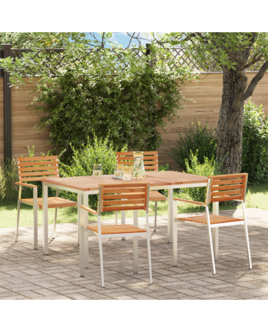 Ensemble de dîner de jardin 5 pièces en bois massif de teck | Mobilier & Déco