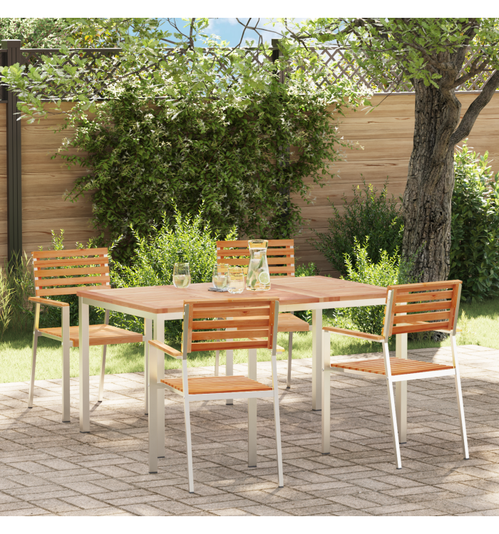 Ensemble de dîner de jardin 5 pièces en bois massif de teck | Mobilier & Déco