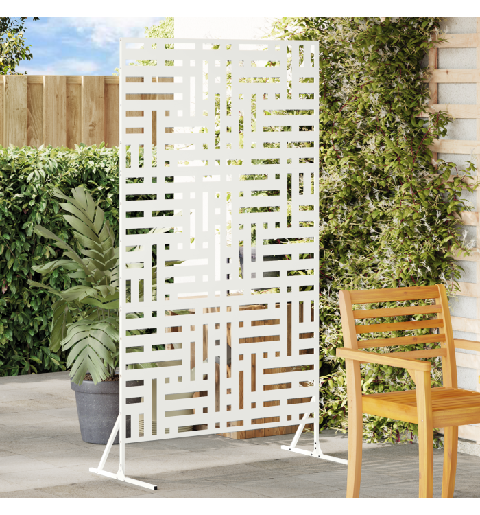 Panneau de clôture en métal grand Blanc Acier enduit de poudre | Mobilier & Déco