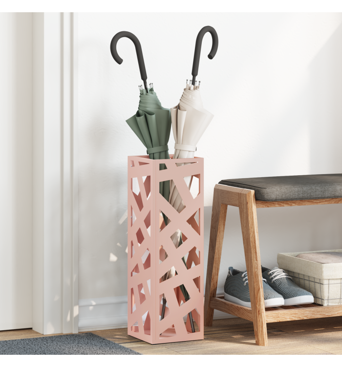Porte-parapluies Rose Métal Moyen Incrustations Décoratives | Mobilier & Déco