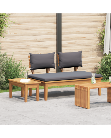 Ensemble de bancs de jardin en bois massif de teck de 2 pièces | Mobilier & Déco