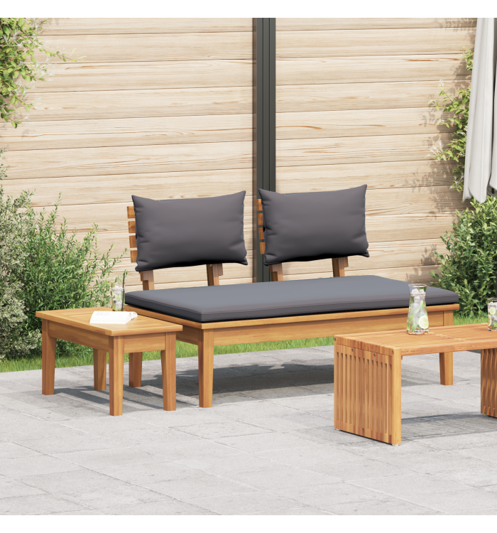 Ensemble de bancs de jardin en bois massif de teck de 2 pièces | Mobilier & Déco