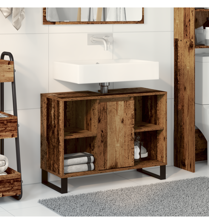 Vanité de salle de bain Bois vieux Panneau de particules Moyenne | Mobilier & Déco