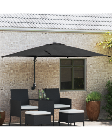 Parasol de terrasse Noir Polyester, Acier Grand Inclinable | Mobilier & Déco