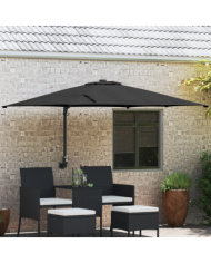 Parasol de terrasse Noir Polyester, Acier Grand Inclinable | Mobilier & Déco