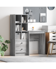 Bureau avec rangement Gris Sonoma Bois d'ingénierie | Mobilier & Déco