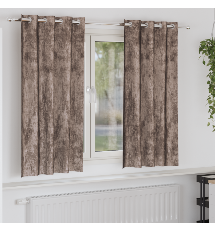 Rideaux à œillets Cappuccino Polyester 140 x 175 cm | Mobilier & Déco