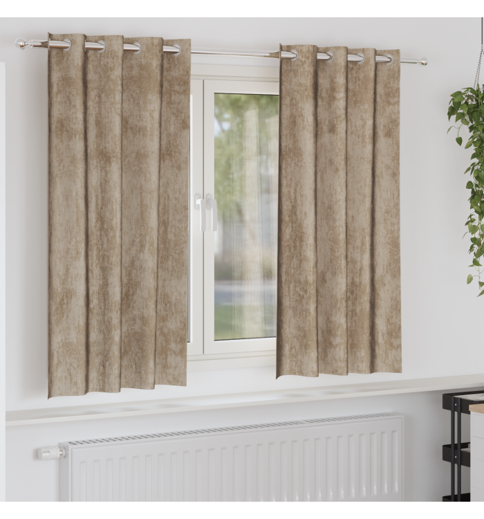 Rideaux en velours Champagne Polyester 140 x 175 cm | Mobilier & Déco