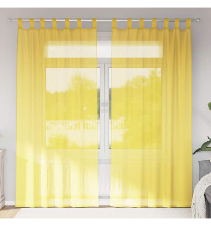 Rideaux en voile avec passe-tringles 2 pcs jaune | Mobilier & Déco
