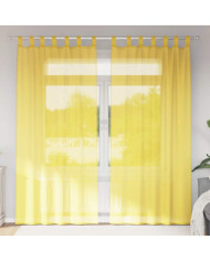 Rideaux en voile avec passe-tringles 2 pcs jaune | Mobilier & Déco
