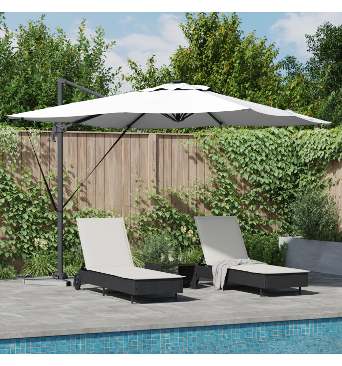 Parasol Déporté Roma avec LEDs Sable 286x285x270 cm Aluminium | Mobilier & Déco