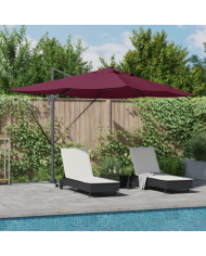 Parasol déporté Roma de avec LED Rouge Bordeaux 352x251x265 cm Aluminium | Mobilier & Déco