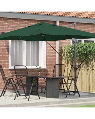 Parasol cantilever vert Vert Tissu en polyester et cadre en métal | Mobilier & Déco
