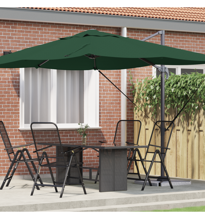 Parasol cantilever vert Vert Tissu en polyester et cadre en métal | Mobilier & Déco