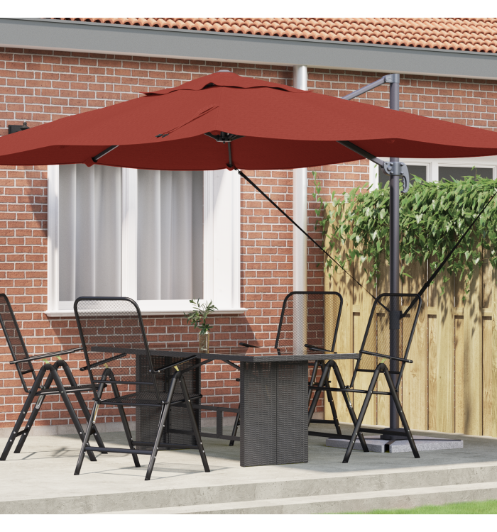 Parasol Déporté Terracotta Polyester, Acier Grand | Mobilier & Déco