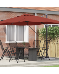 Parasol Déporté Terracotta Polyester, Acier Grand | Mobilier & Déco