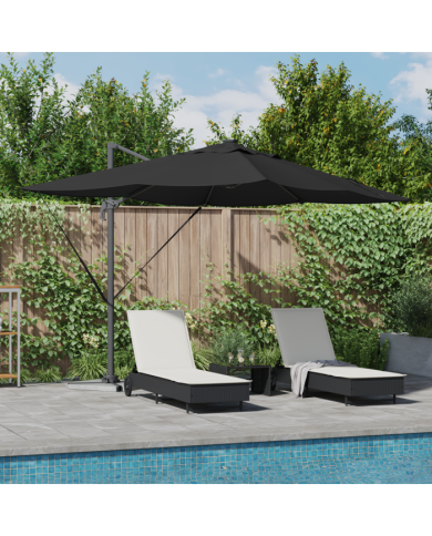 Parasol déporté Roma avec LED Noir 352x251x265 cm Aluminium | Mobilier & Déco