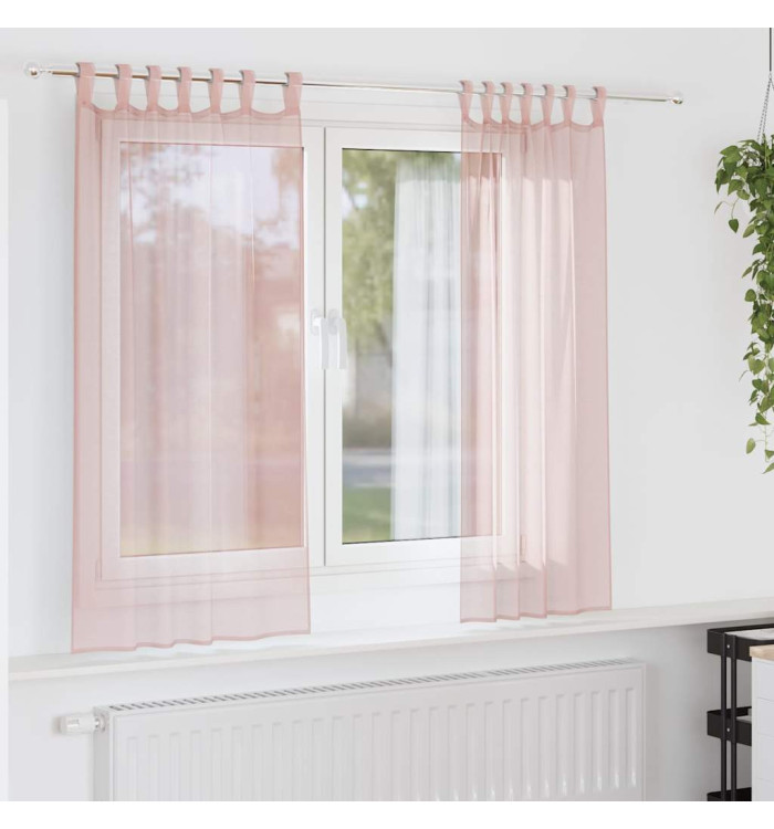 Rideaux en voile avec passe-tringles 2 pcs rose clair | Mobilier & Déco