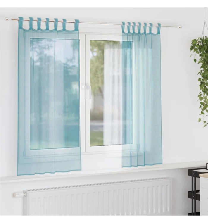 Rideaux en voile avec passe-tringles 2 pcs turquoise | Mobilier & Déco