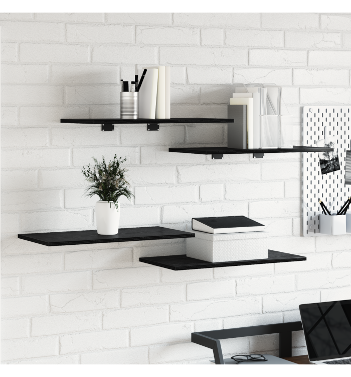 Étagères 4 pcs Chêne Noir 60x30x1.5 cm Bois reconstitué | Mobilier & Déco
