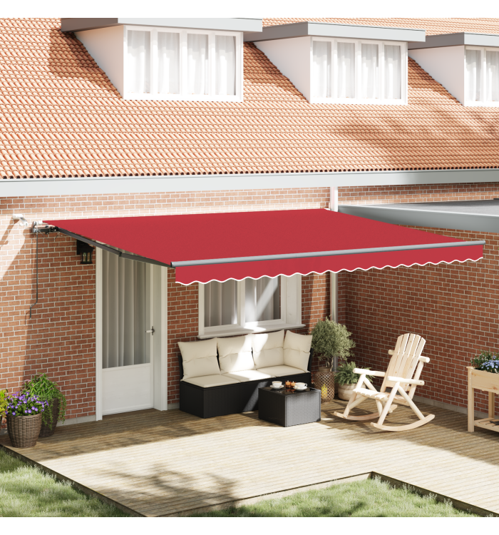 Auvent Rétractable Automatique avec LED Rouge 450x350 cm | Mobilier & Déco