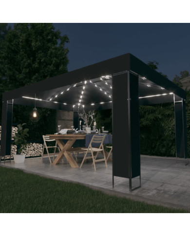 Tonnelle avec guirlande lumineuse à LED 3x4 m Anthracite | Mobilier & Déco