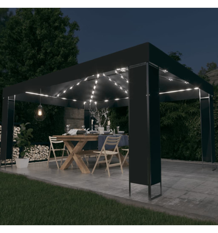Tonnelle avec guirlande lumineuse à LED 3x4 m Anthracite | Mobilier & Déco