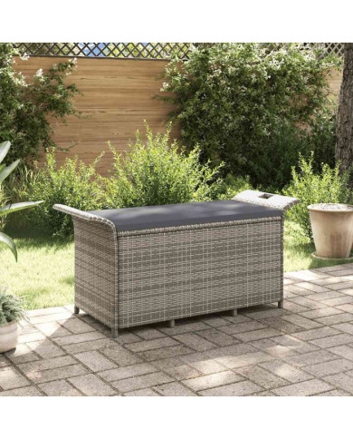 Banc de jardin avec coussin gris 116x46x57 cm résine tressée | Mobilier & Déco
