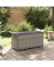 Banc de jardin avec coussin gris 116x46x57 cm résine tressée | Mobilier & Déco