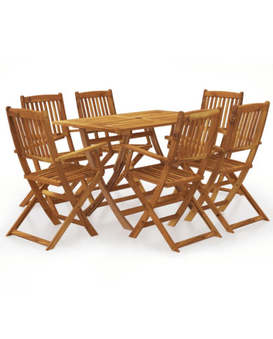 Ensemble à manger d'extérieur pliable 7pcs Bois d'acacia solide | Mobilier & Déco
