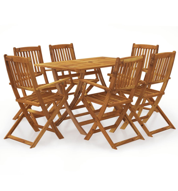 Ensemble à manger d'extérieur pliable 7pcs Bois d'acacia solide | Mobilier & Déco