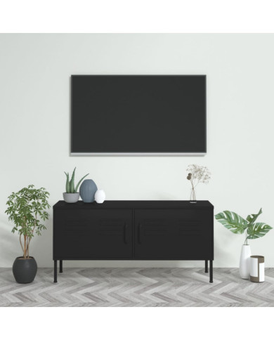 Meuble TV Noir 105x35x50 cm Acier | Mobilier & Déco