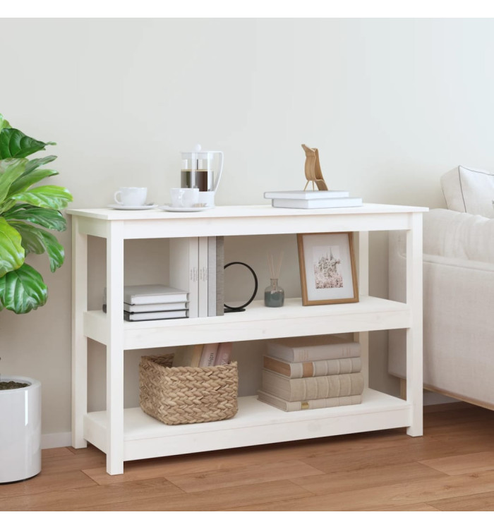 Table console Blanc 110x40x74 cm Bois massif de pin | Mobilier & Déco