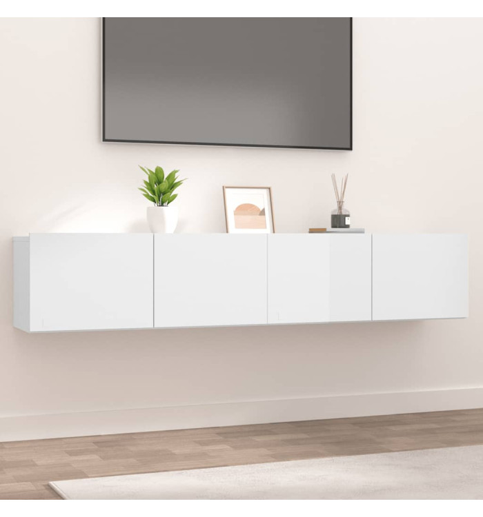 Meubles TV 2 pcs Blanc brillant 80x30x30 cm Bois d'ingénierie | Mobilier & Déco