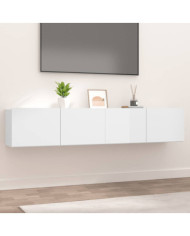 Meubles TV 2 pcs Blanc brillant 80x30x30 cm Bois d'ingénierie | Mobilier & Déco