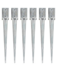 Piquets au sol 6 pcs Argenté 9x9x75 cm Acier galvanisé | Mobilier & Déco