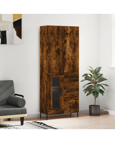 Buffet haut Chêne fumé 69,5x34x180 cm Bois d'ingénierie | Mobilier & Déco