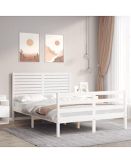 Cadre de lit sans matelas blanc 140x190 cm bois massif | Mobilier & Déco