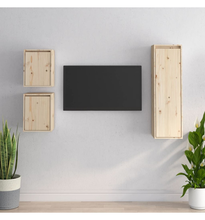 Meubles TV 3 pcs Bois massif de pin | Mobilier & Déco