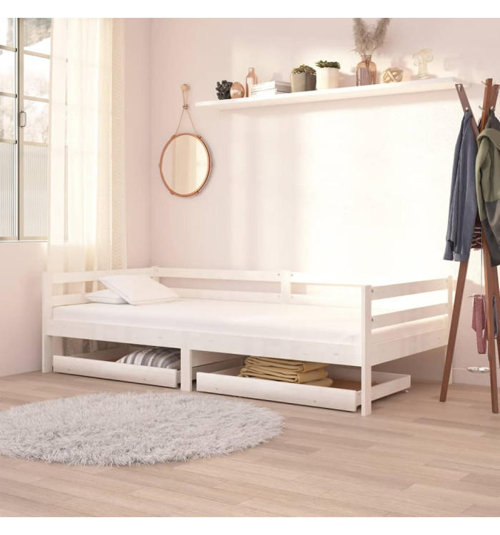 Tiroirs de lit 2 pcs Blanc Bois de pin massif | Mobilier & Déco