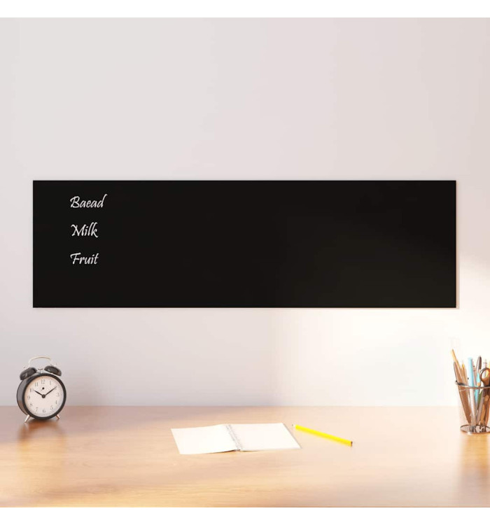 Tableau noir magnétique mural Noir 100x30 cm Verre trempé | Mobilier & Déco