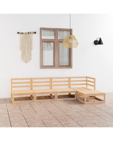 Salon de jardin 5 pcs Bois de pin massif | Mobilier & Déco